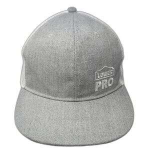 Lowe's Trucker Hat Gray White One Size Snapback Mesh Pro Logo Flat Brim Work